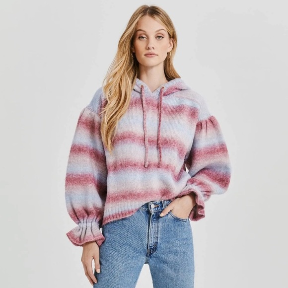 Something Navy Ombre Striped Hoodie in Blue Combo - Picture 3 of 9